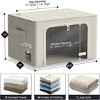 Sorbus Storage Bins with Metal Frame - Stackable & Foldable Clothes Organizer Bags - Oxford Fabric Storage Containers with Large Clear Window & Carry Handles Organization for Bedding Linen & Clothing