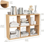 Cube Storage Organizer Bookcase, Decorative 11 inch Open Back Cubical Shelf with Thickened Border, Display Bookshelf for Living Room, Home Office, Sturdy Room (Natural Oak, 6 Cube)