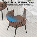 KCC Fabric Dining Chairs Set of 4, Modern Dining Chair with Metal Legs, Woven Upholstered Dining Chairs for Dining Room, Kitchen, Vanity, Living Room (Brown)