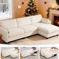 109'' Modular Sectional Sofa, L Shaped Couch with Storage Ottoman, Comfy Cloud Sofa with Deep Seat, 4 Seat Convertible Sectional Couches for Living Room (Beige, High Legs 3.15'')