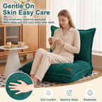 L-Shaped Oversized Bean Bag Chair(L-Green) | Fluffy Memory Foam Beanbag with Corduroy Fabric for Adults Teens Kids, Lounge Floor Sofa Chair for Living Room Bedroom
