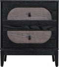 Sango Arch 2-Drawer Nightstand, Modern Black Wood Bedside Table with Two-Tone Finish, Storage Drawers, Sturdy Legs, Minimalist Stylish Furniture for Contemporary Homes