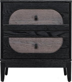 Sango Arch 2-Drawer Nightstand, Modern Black Wood Bedside Table with Two-Tone Finish, Storage Drawers, Sturdy Legs, Minimalist Stylish Furniture for Contemporary Homes