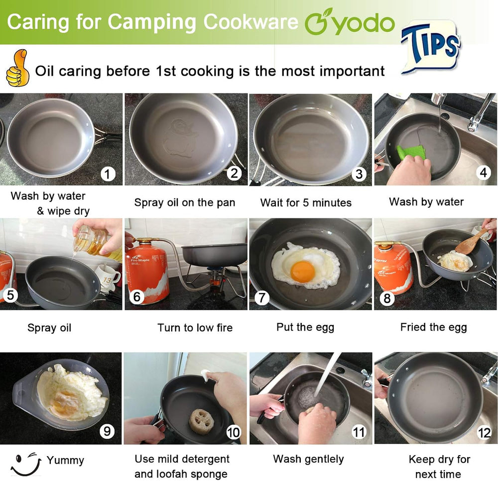 Anodized Aluminum Camping Cookware Set Backpacking Pans Pot Mess Kit for 4-5 ...