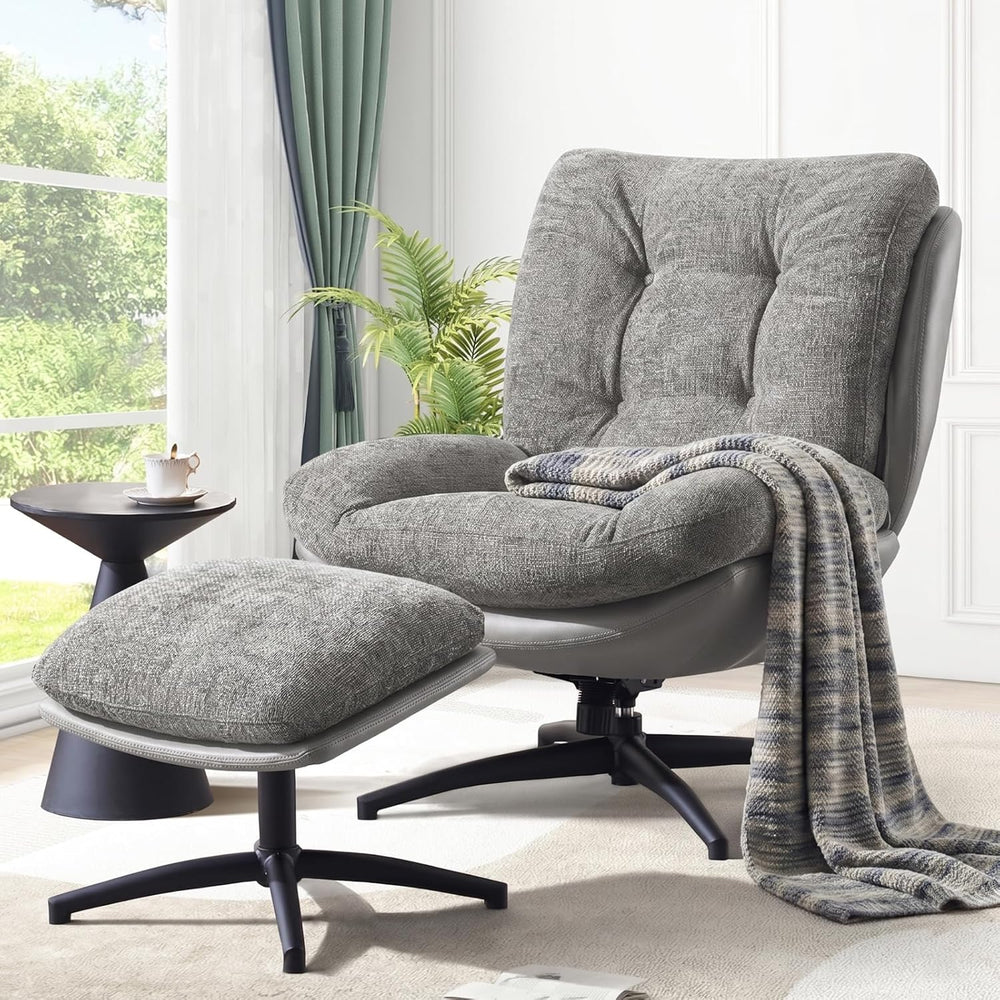 K Knowbody Swivel Accent Chair with Ottoman, 400lbs Capacity & Easy Assem...
