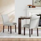 Watson & Whitely Dining Chairs Set of 6, Faux Leather Upholstered Armless Dining Room Chairs with Solid Wood Legs & Back Side Chair for Kitchen, Living Room, Restaurant, Light Grey