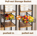 IRONCK Bakers Rack with Power Outlet, Coffee Bar Cabinet, Vintage Brown | Built-In Power Outlet. 55-inch countertop fits microwaves. Wine glass holder, 5 hooks, 2 cabinets. P2 MDF. Anti-tip.