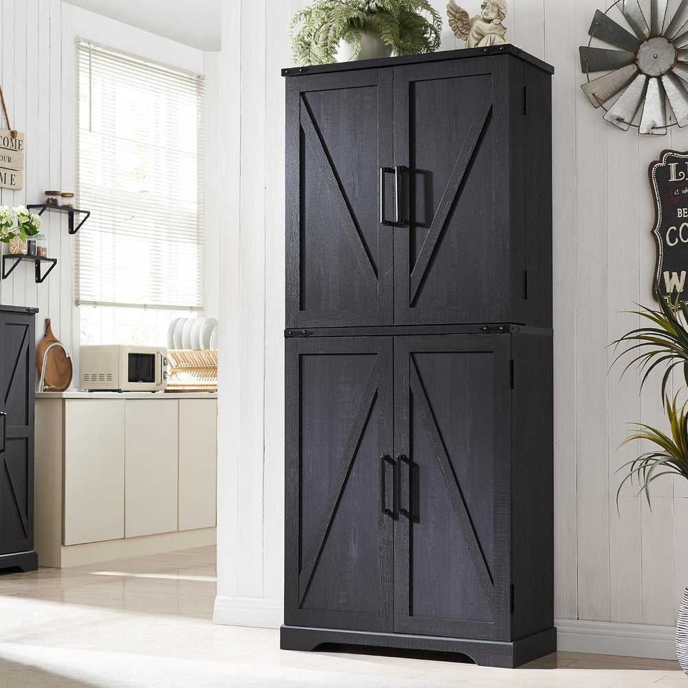 ACCOHOHO 72" Tall Wooden Pantry Storage Cabinet with Door Shelves & ...