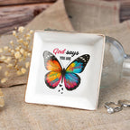 Christian Bible Verse Jewelry Dish Gift for Women, Butterfly Religious 4" Ceramic Jewelry Tray, Christian Gifts for Mom, Daughter, Friends - Birthday, Confirmation, Catholic Gift for Her, Teen Girls