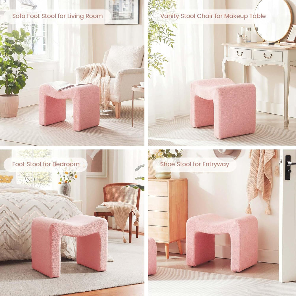 Vanity Stool Foot Rest Small Footstool Ottoman Chair Seating Backless Modern ...
