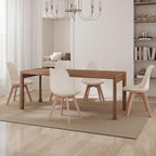 LSSBOUGHT Mid Century Modern Dining Chairs,Shell Lounge Plastic Side Chair with Soft Padded and Wooden Legs for Dining Room Living Room Bedroom Kitchen Set of 2 (Cream)