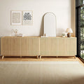 65" Large Sideboard Buffet Cabinet with Storage, Set of 2 Modern Fluted Credenza Buffet Tables with Doors & Adjustable Shelves for Living Room, Kitchen, or Dining Room, Natural Oak