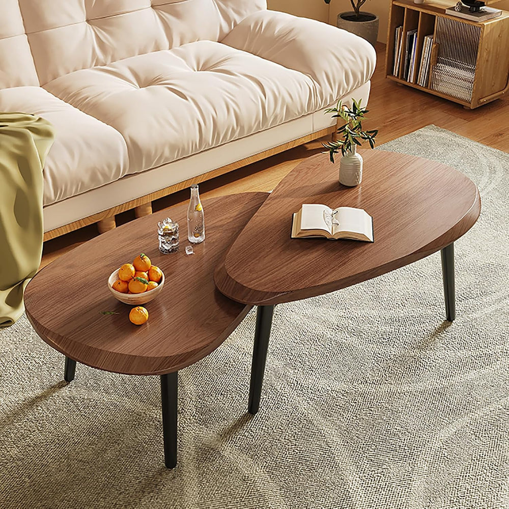 Nesting Coffee Tables Set of 2, Mid Century Modern Center Table,Wood Table to...