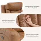 CHITA Genuine Leather Super Zero Gravity Power Recliner Chair, Saddle | Adjustable Power Headrest, USB & Type-C Ports for Living Room & Home Theater