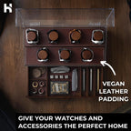 Premium 7 Slot Watch Box for Men - Large Wooden Watch Display Case with Hinged Cover, Leather Lining & Drawer - Watch Holder Organizer Stand - Handcrafted Luxury Christmas Gift for Men
