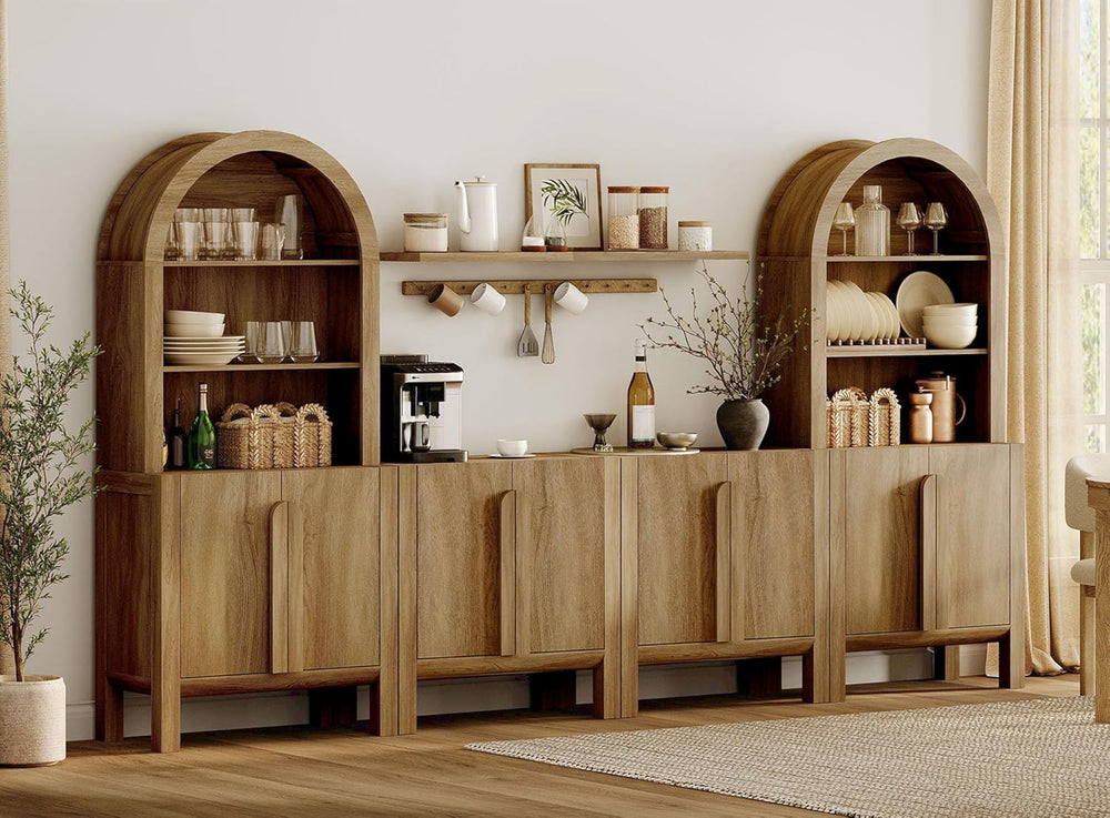 WAMPAT 6 in 1 Large 71" Tall Arched Cabinet with Doors, Modern Farmhouse...