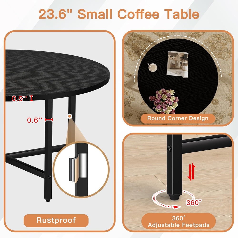 FAMIDGE Coffee Table, 23.6" Coffee Tables for Living Room, Round Coffee ...
