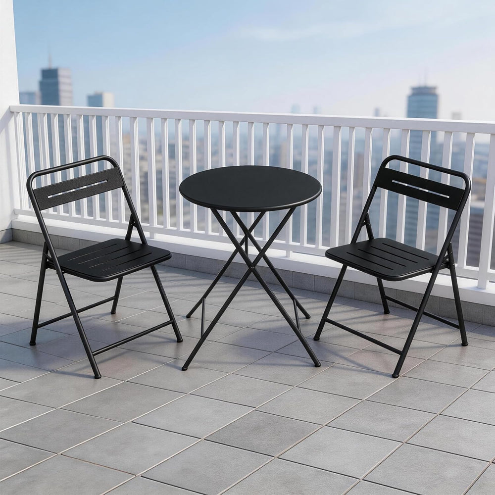 LAUSAINT HOME 3-Piece Steel Folding Bistro Set, Premium Weather-Resistant Pat...