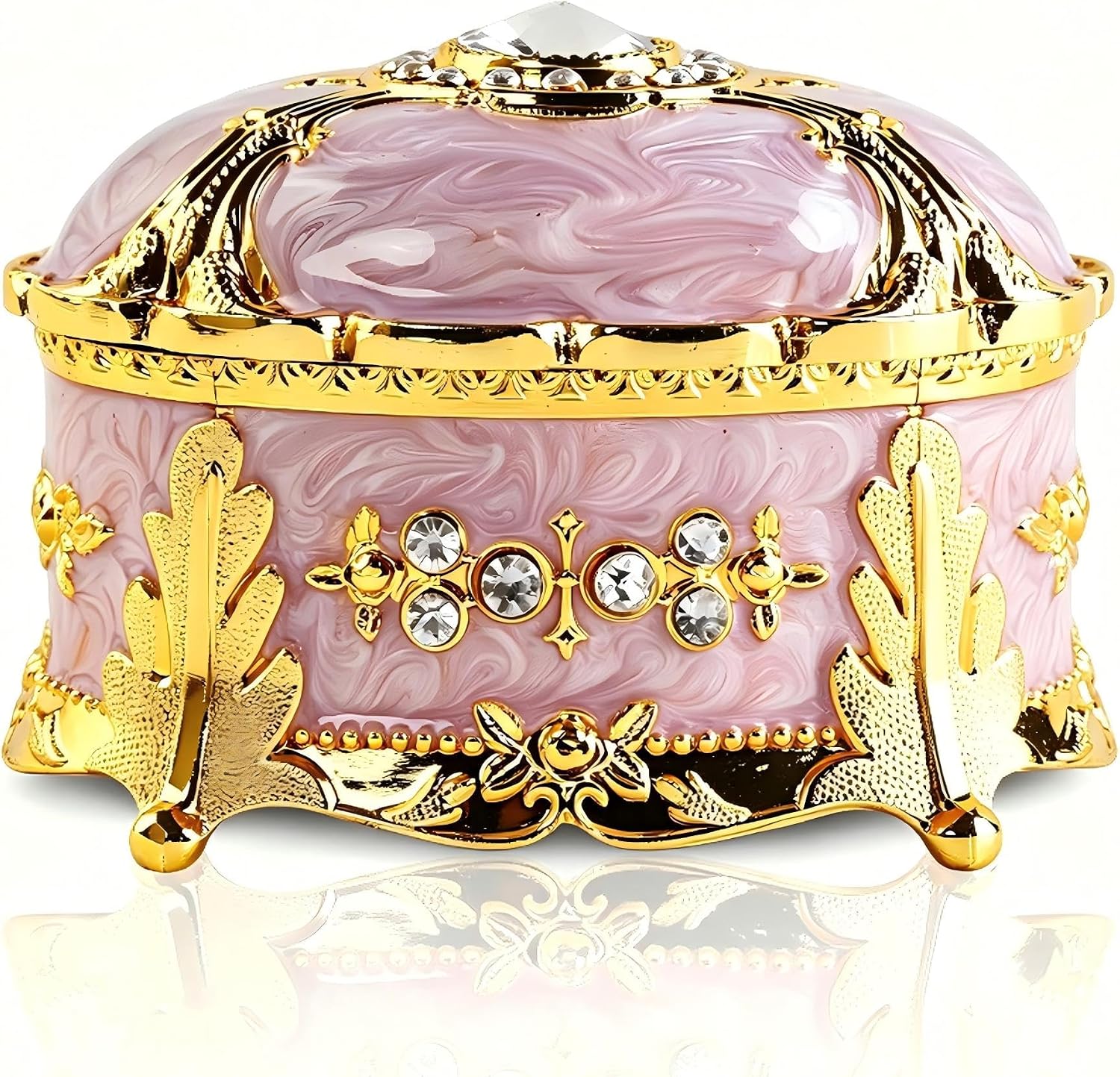 Vintage Enamel Light Purple Oval Jewelry Box, Small Trinket Box | Metal Enamel, Light Purple, Velvet Lined. For Earrings, Rings, Necklaces, Bracelets. Valentine gift for Women, Home Decor.