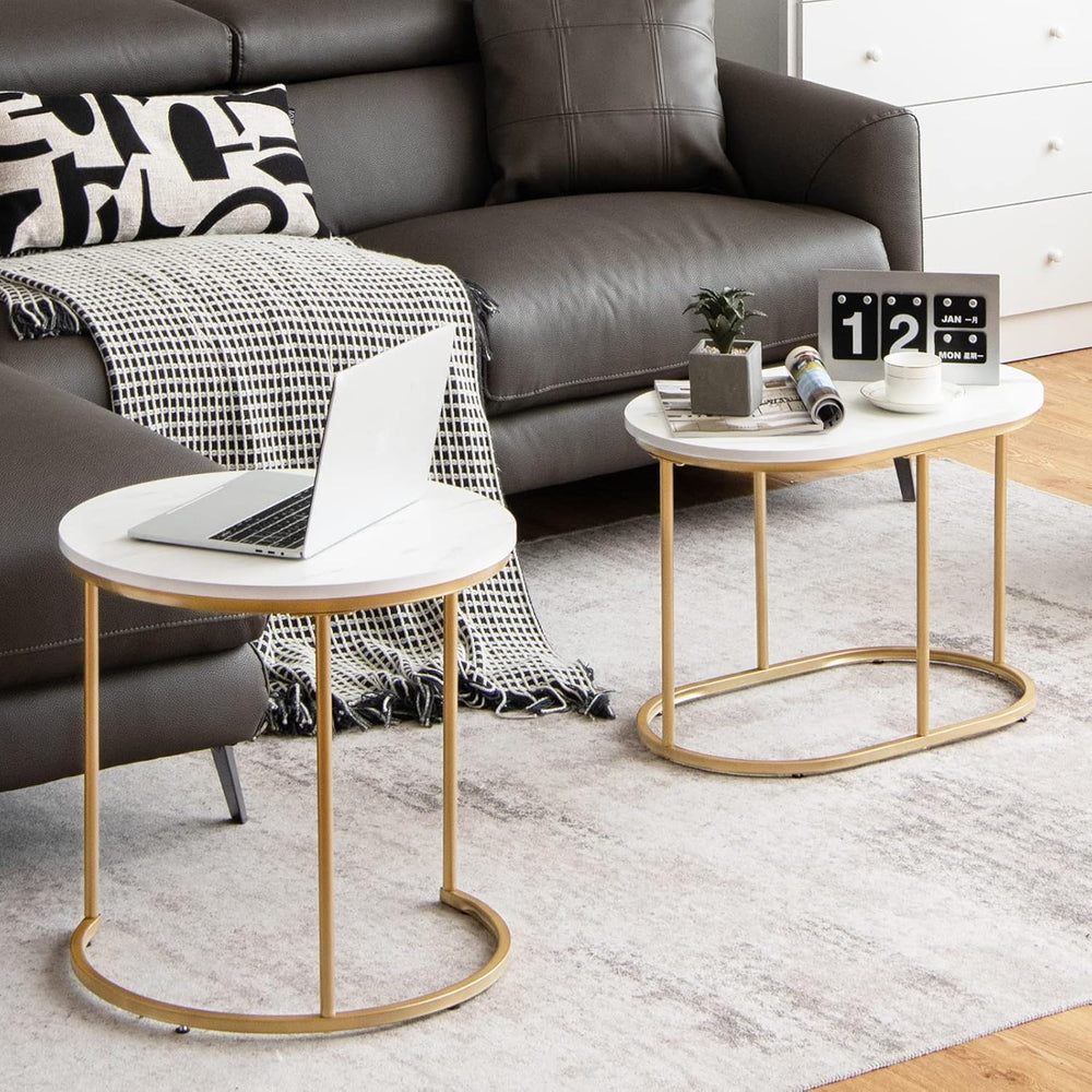 Giantex Modern Nesting Coffee Table Set of 2, Coffee Table & End Table Se...