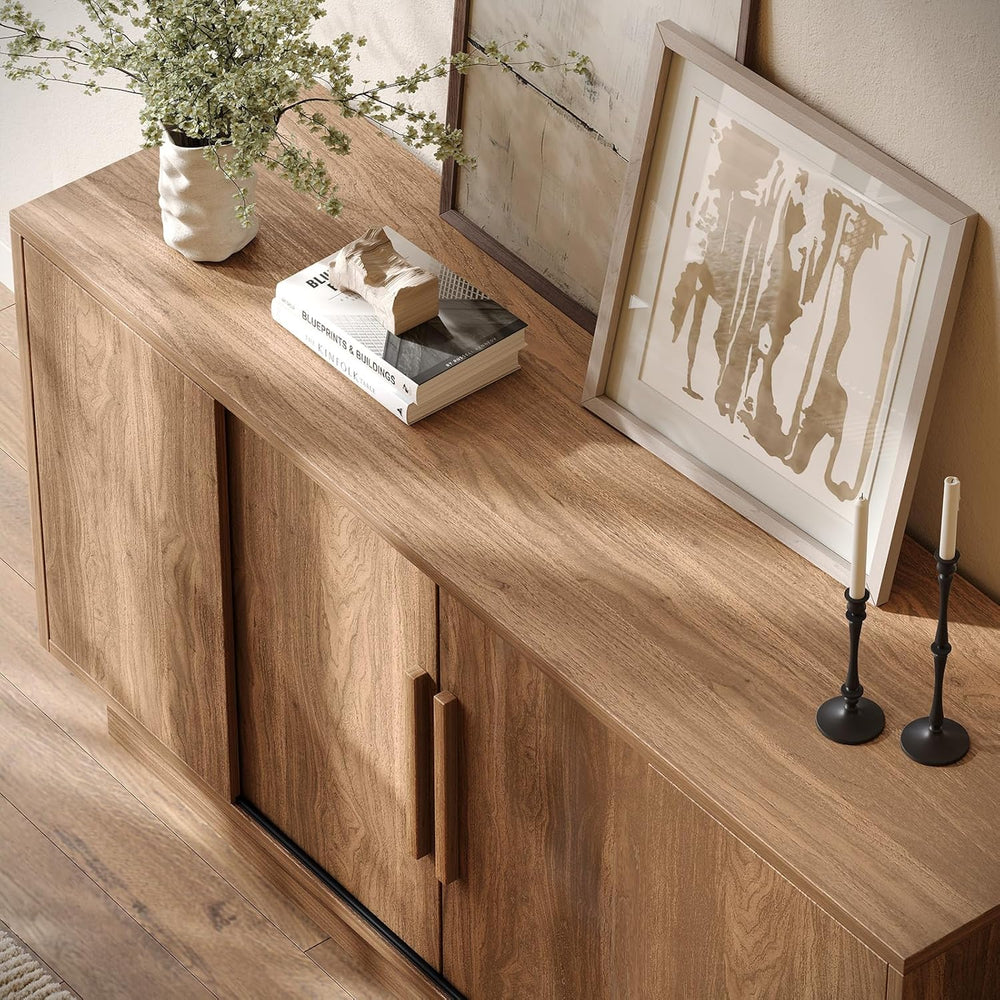 ModernMate 63'' Sideboard Buffet Cabinet with 4 Sliding Doors, Wood C...