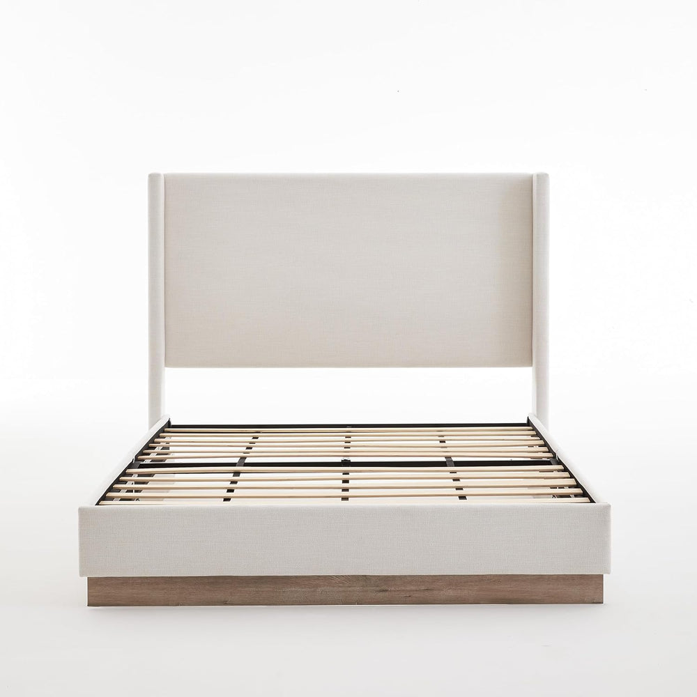 KEIKI King Size Upholstered Wingback Bed with 52.5" High Headboard,