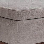 SIMPLIHOME Owen 42 inch Wide Mid Century Modern Rectangle Lift Top Large Coffee Table Storage Ottoman in Distressed Grey Vegan Faux Leather, Assembled, for the Living Room, Entryway and Family Room