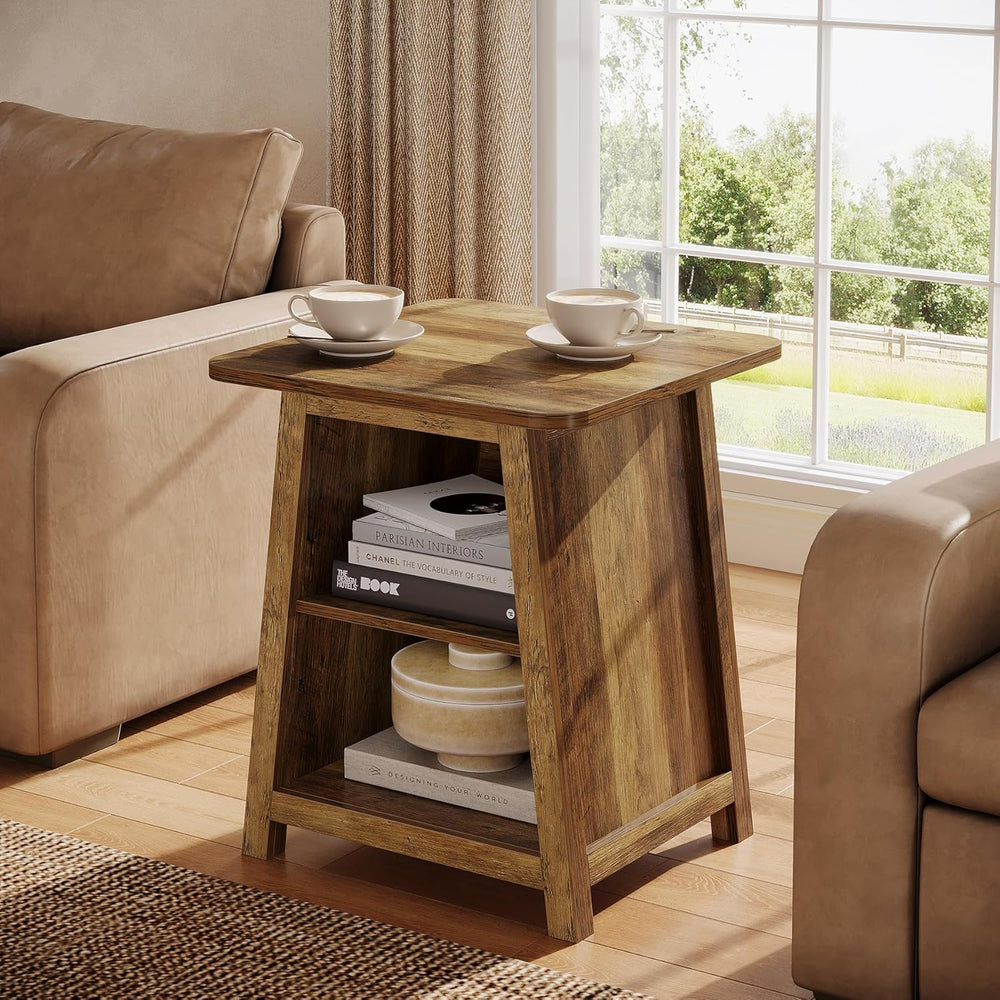 Tribesigns 3-Tier Rustic Farmhouse Wooden End Table with Open Storage Shelves...