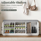Turosur Shoe Storage Bench with Cabinet, 3-Tier Entryway Bench with Padded Seat Cushion, Shoe Cabinet Bench with 4 Adjustable Shelves for Bedroom, Mudroom, White