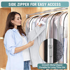 Liuoud Clear Garment Bags for Hanging Clothes 10” Gusseted, Suit Bags for Closet Storage, Hanging Plastic Clothes Cover for Coat, Dress, Fur, Shirt, 4 Pack, 40” Long