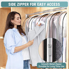 Liuoud Clear Garment Bags for Hanging Clothes10” Gusseted, Suit Bags for Closet Storage, Hanging Plastic Clothes Cover for Coat, Dress, Fur, Shirt, 6 Pack, 40” Long