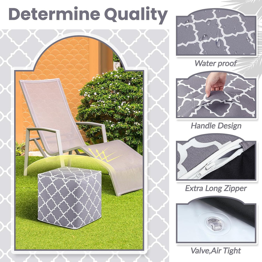 Juexica 2 Pack Inflatable Outdoor Ottoman Pouf Waterproof Cube 16" Squar...