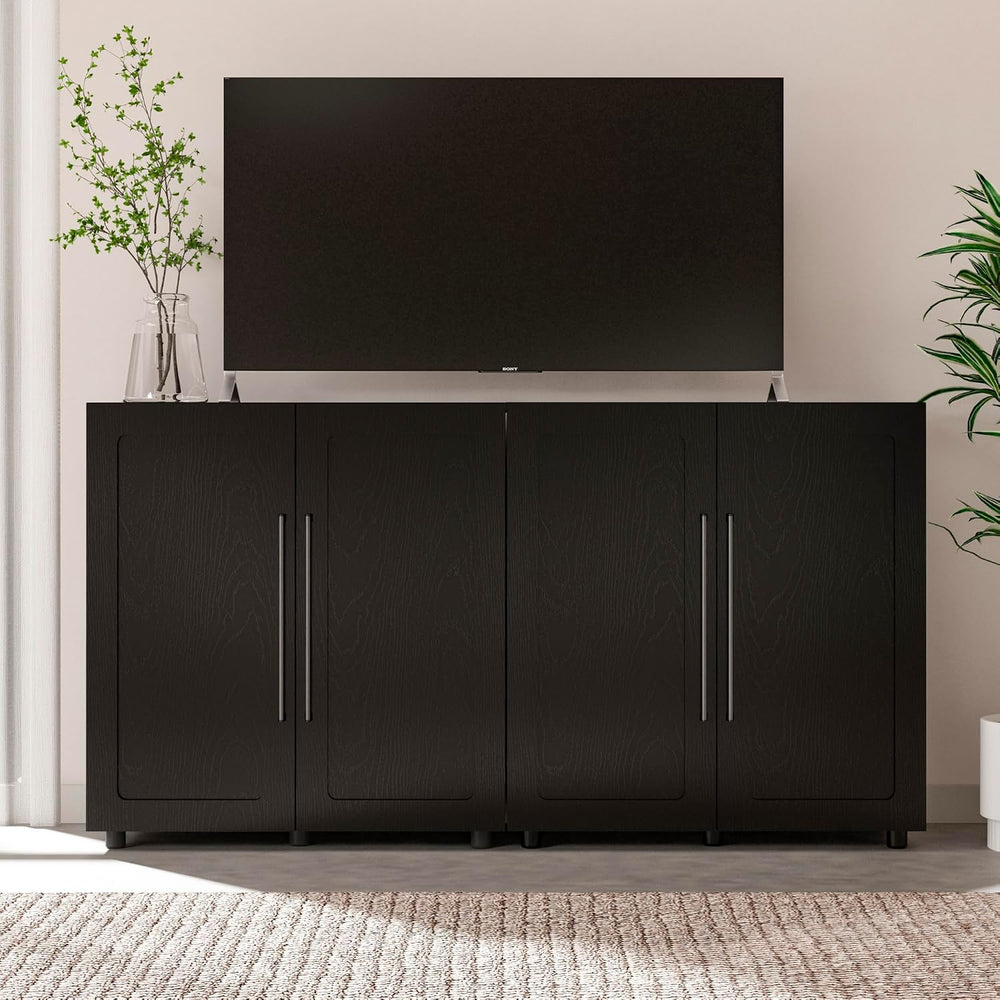 From the Tree Furniture 32 Inch Sideboard Cabinet, Black Tall Glass Door