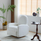 Merax Boucle 360 Swivel & Glider Recliner Chair, Adjustable Nursery Glider Rocker for Living Room, Bedroom Beige