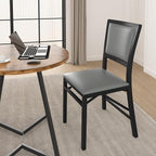 VECELO Folding Chairs Set of 2 with Cushion, Foldable Padded Seats with Heavy Duty Metal Frame for Kitchen/Dining/Living Room, No Assembly & Space Saving Design, Grey