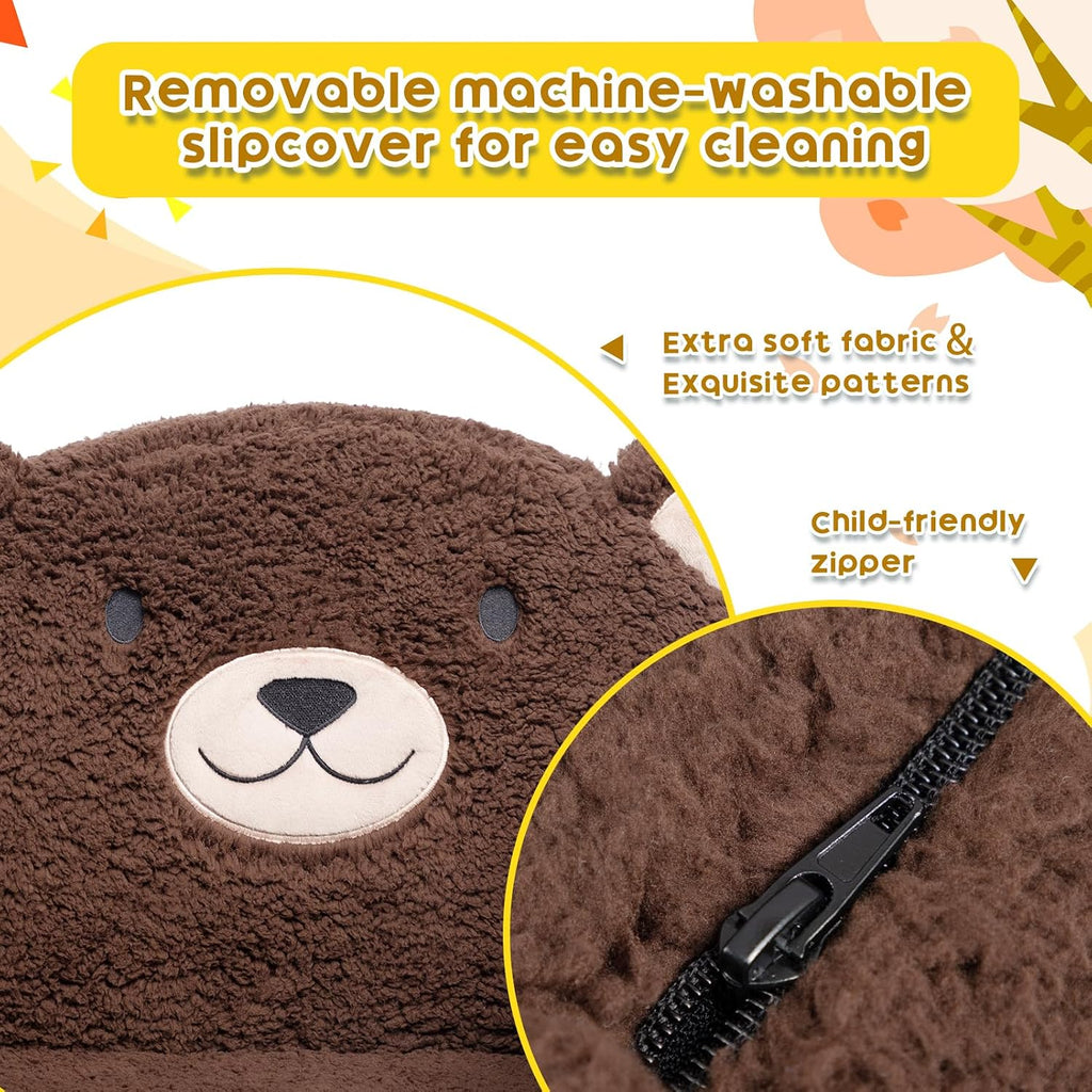 Sherpa Kids Armchair, Kids Sofa, Toddler Animal Brown Bear Reading Chair | Machine washable removable cover, lightweight foam lounge chair for toddlers ages 1–6, no assembly required
