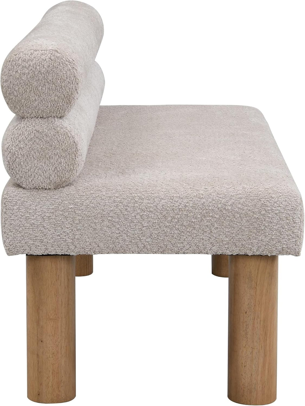 GDFStudio Upholstered Boucle Dining Bench with Backrest Farmhouse Entryway Be...