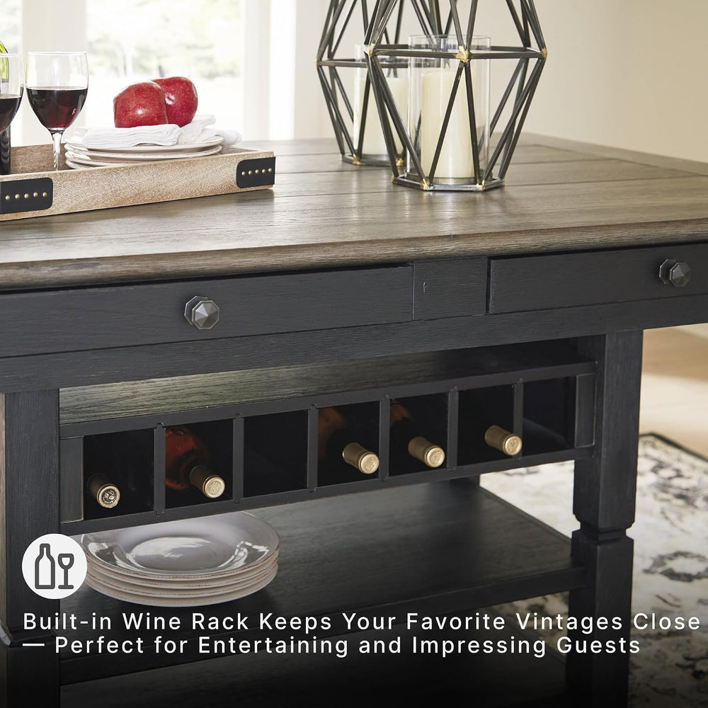 Signature Design by Ashley Counter Height Table with Storage, Farmhouse