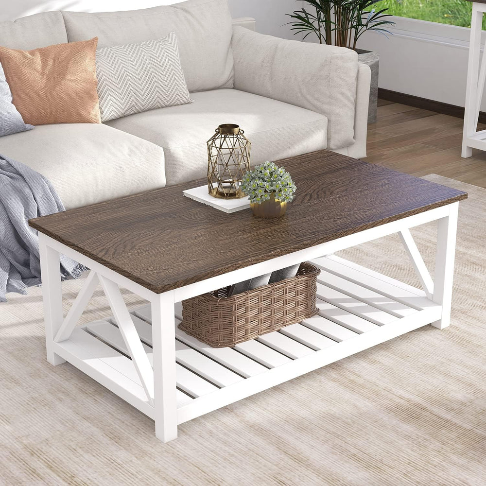 ChooChoo 40" Farmhouse Coffee Table with A-Frame Design for Living Room