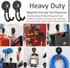 ULIBERMAGNET Garage Strong Magnetic Hooks, 2 Pack Black Heavy Duty Large J Hooks with Magnet, Anti-Slip Coating Magnet Hooks for Garden Tools, Ropes,Drill