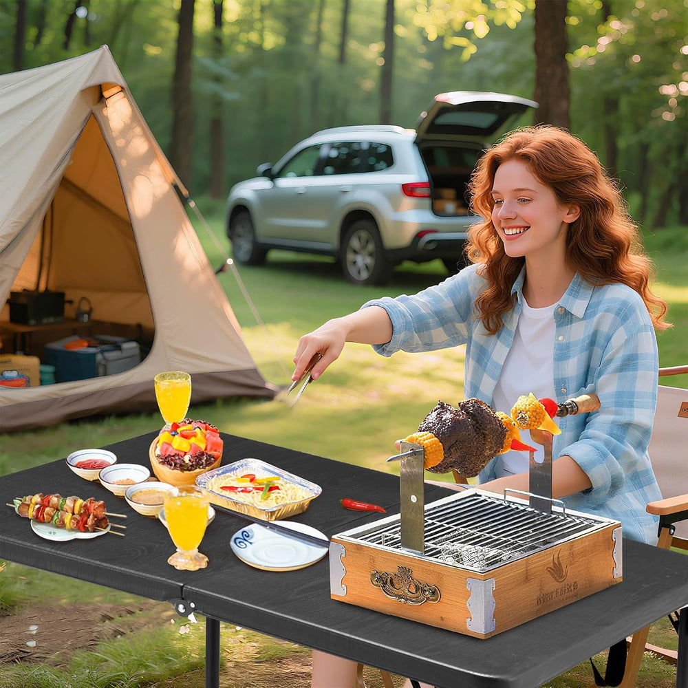34" Folding Table, Portable Square Camping Card Table with Collapsible L...