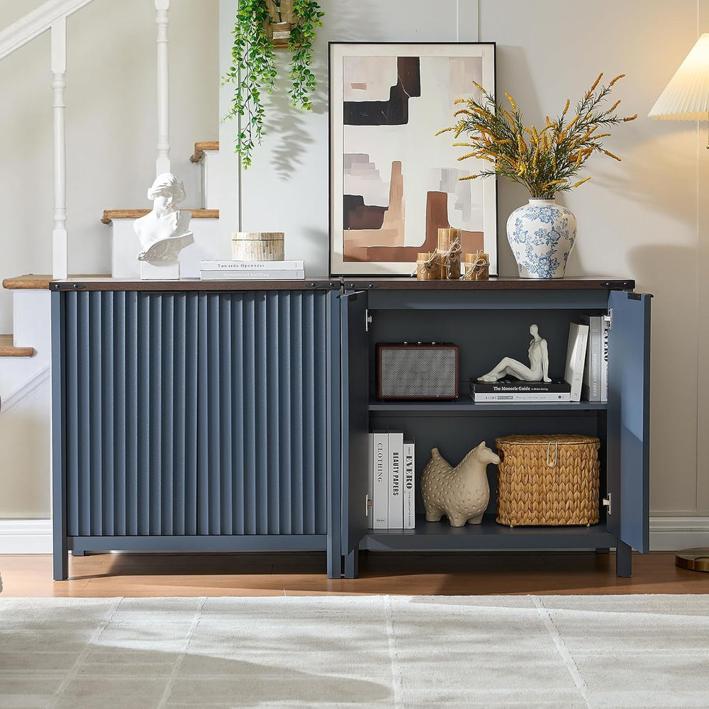 BuildHom 32" Sideboard Buffet Cabinet with Storage, Fluted Accent Storag...
