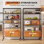 BestOffice | 6-Tier Wire Storage Shelves with PP Shim | 18x45x82 | Black | Wheels | Adjustable Racks | Heavy-Duty Metal Shelf, Holds Upto 2100 lbs | No-Tool Assembly | Ideal for Home & Garage Shelving