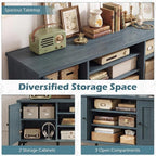 Giantex 2-Door TV Stand for TVs up to 65", Mid Century Modern Entertainment Center with 2 Storage Cabinets & 4 Adjustable Shelves, 6 Metal Legs, Media TV Console Table for Living Room (Teal Blue)