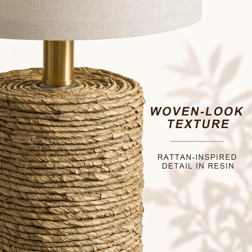 BOBOMOMO Boho Lamps Set of 2, 25.5" Coastal Farmhouse Bedside Lamps, Res...