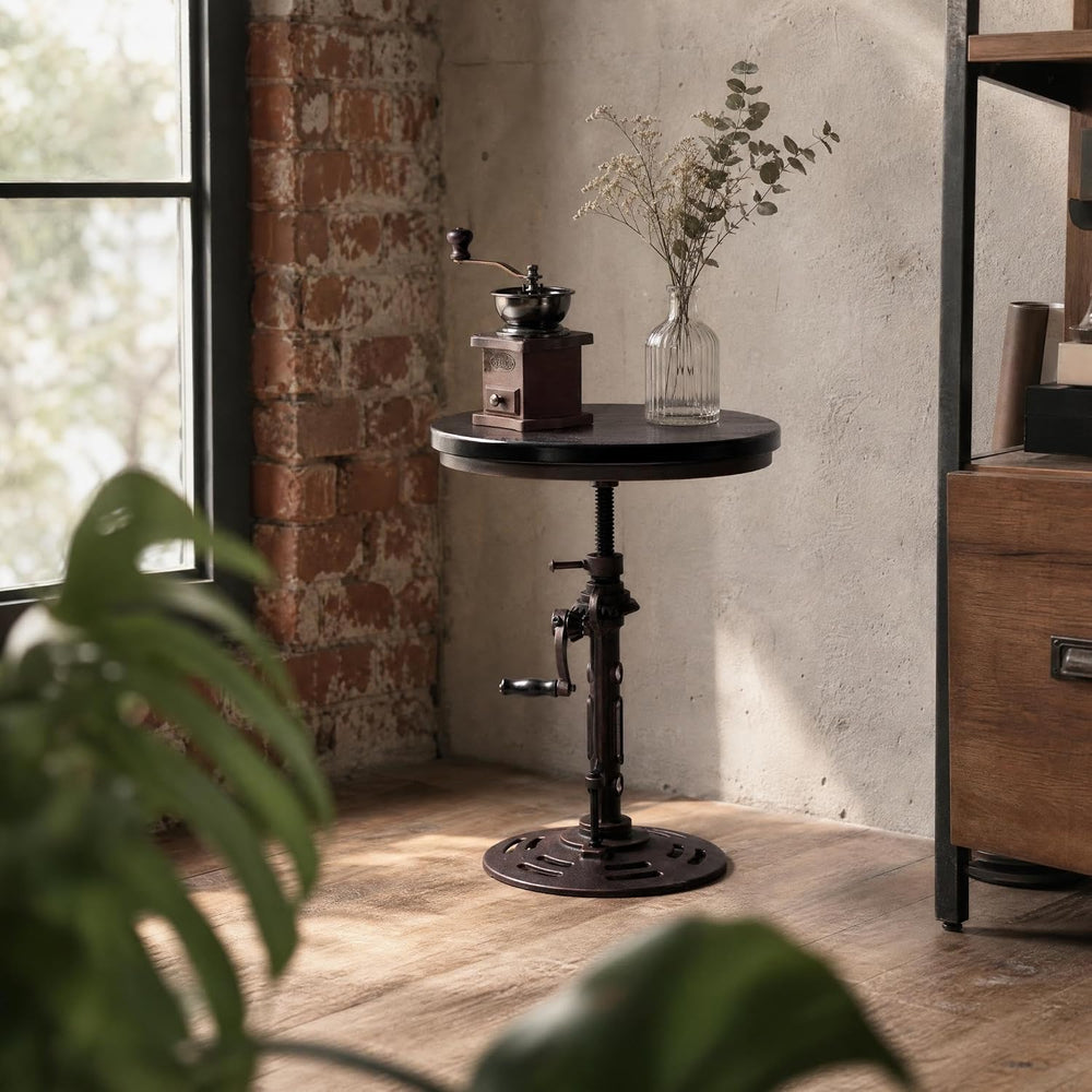 Farmhouse Small Bistro Table 18-24inch Adjustable Height Industrial Coffee Ta...
