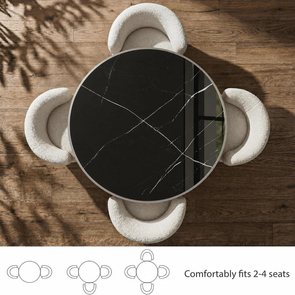 31.5" Tulip Table, Small Round Dining Table with 1.2" Thick Sintere...