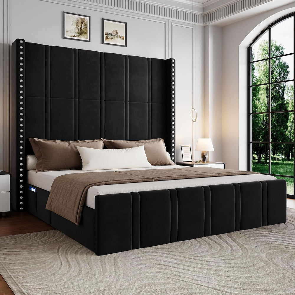 Queen Bed Frame with Extra Tall Headboard
