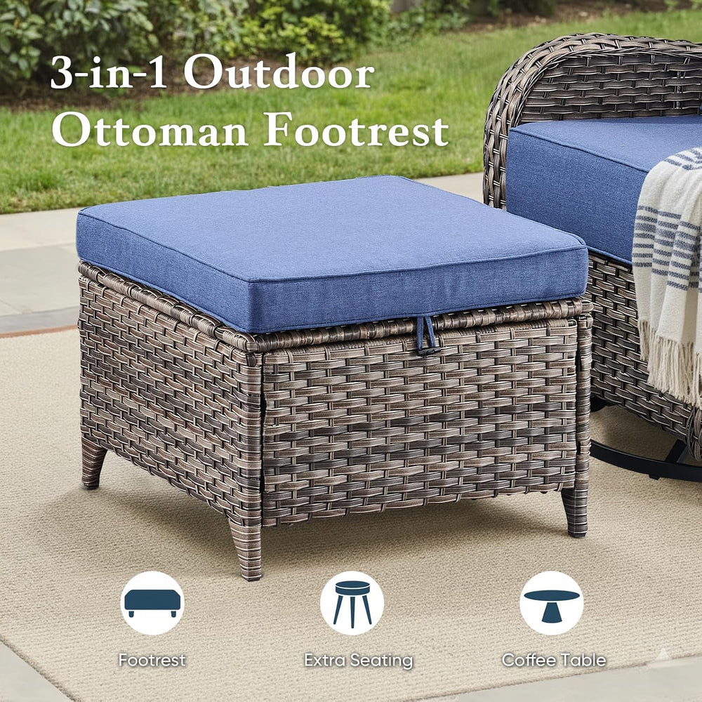 Belord Luxury 6" Thick Cushioned 5 Pieces Patio Furniture Set with 2 Ott...