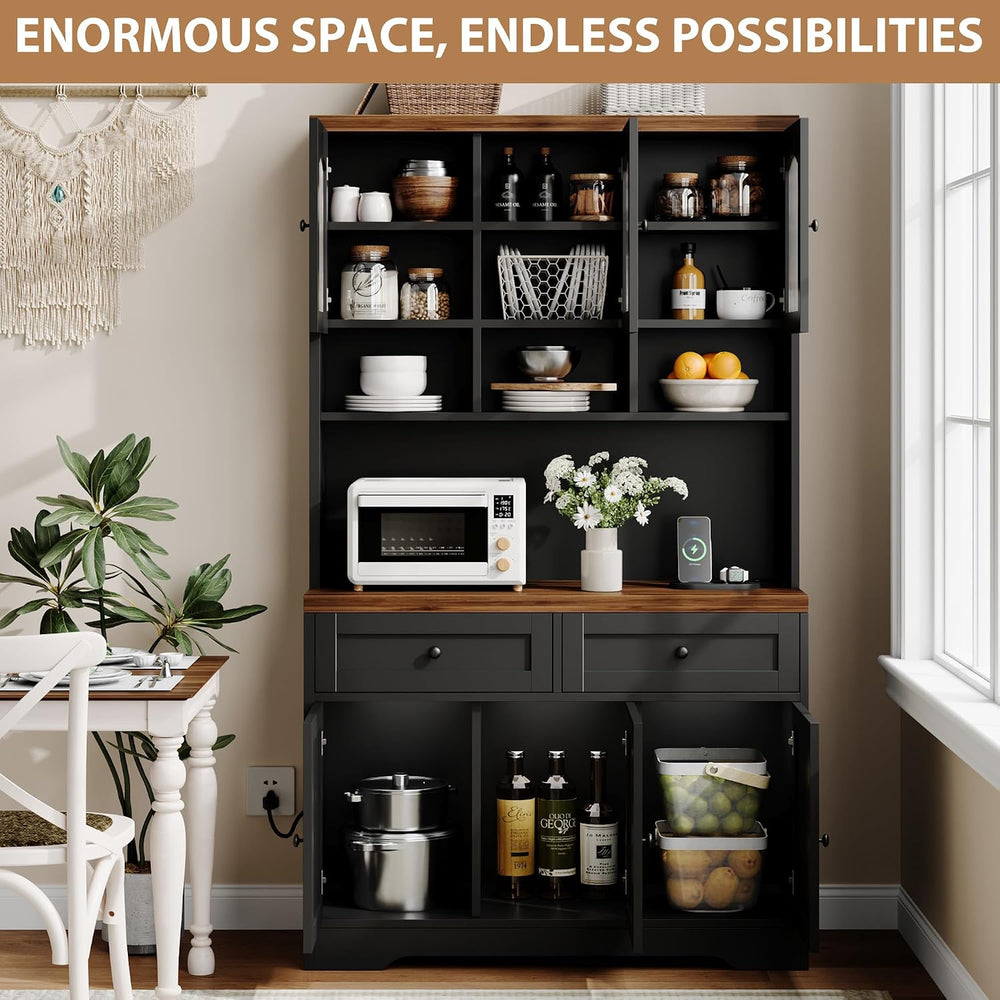 GarveeHome Pantry Cabinet with Charging Station, Tall Kitchen Pantry Storage ...